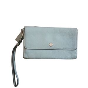 Coach Blue Leather Wristlet Clutch